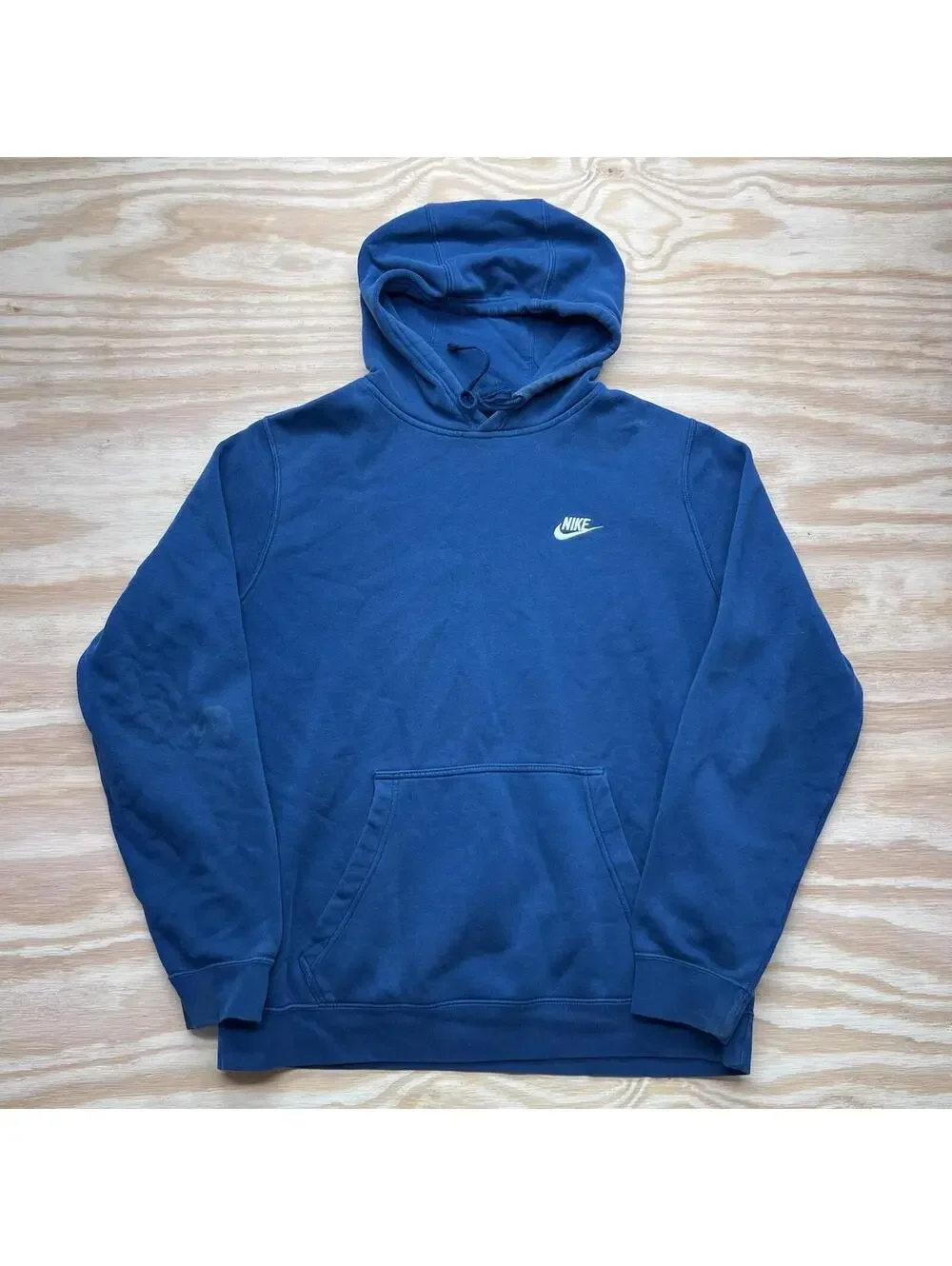 Vintage 00s Essentials Nike Embroidered Check Swoosh Blue Hoodie Sz L